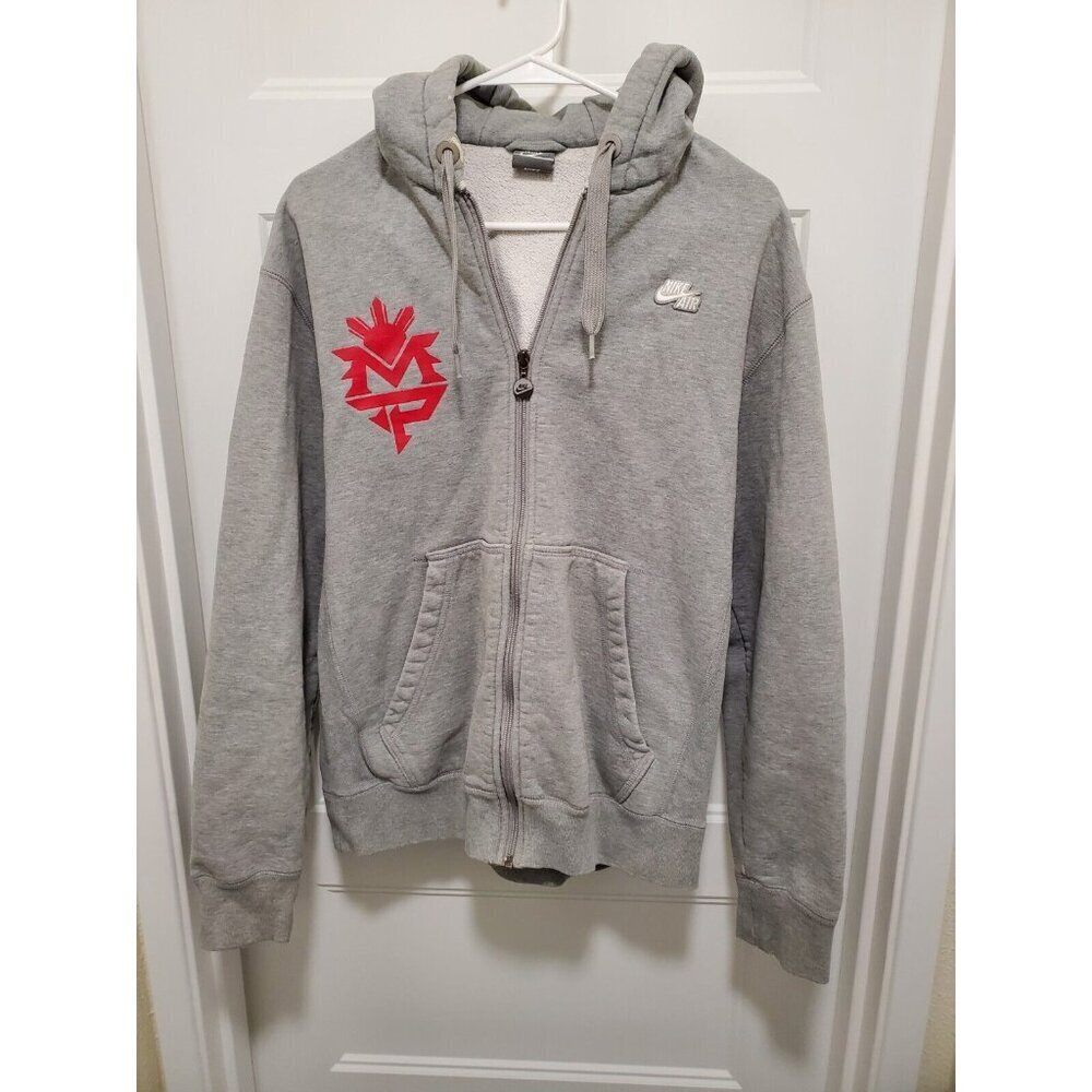 Vintage VERY RARE Nike Manny Pacquiao Medium Gray Full Zip Sweatshirt Hoodie